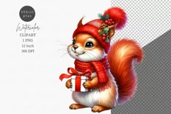 Squirrel clipart, Christmas clipart, Watercolor clipart Product Image 1