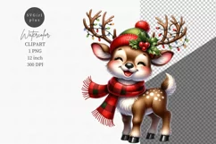 Reindeer clipart, Watercolor clipart, Christmas clipart Product Image 1