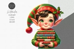 Elf clipart, Christmas clipart, Watercolor clipart Product Image 1