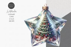 Crystal star clipart, Christmas clipart, Christmas tree Product Image 1
