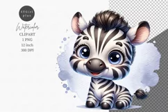 Baby zebra clipart, Animals clipart, Watercolor clipart Product Image 1