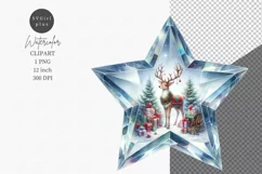 Crystal star clipart, Christmas clipart, Reindeer clipart Product Image 1
