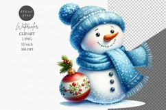 Snowman clipart, Christmas clipart, Watercolor clipart Product Image 1