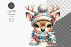 Reindeer clipart, Christmas clipart, Watercolor clipart Product Image 1