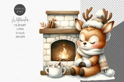 Reindeer clipart, Watercolor clipart, Christmas clipart Product Image 1