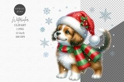 Puppy clipart, Christmas clipart, Watercolor clipart Product Image 1