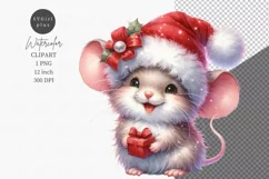Mouse clipart, Christmas clipart, Watercolor clipart Product Image 1