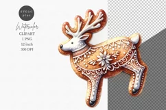 Reindeer cookie clipart, Christmas clipart, Watercolor Product Image 1