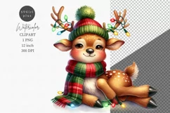 Reindeer clipart, Watercolor clipart, Winter clipart Product Image 1