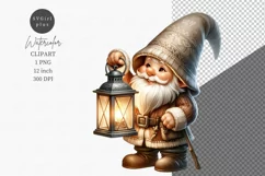 Gnome clipart, Lantern clipart, Watercolor clipart Product Image 1