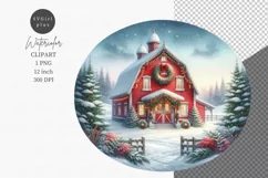 Red barn clipart, Christmas clipart, Barn clipart Product Image 1