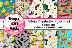 Workin Construction Paper Pack, Digital Paper Pack, Tools Product Image 1
