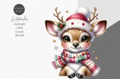Reindeer clipart, Christmas clipart, Watercolor clipart Product Image 1