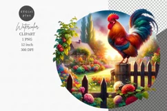 Rooster clipart, Sunrise clipart, Farm clipart Product Image 1