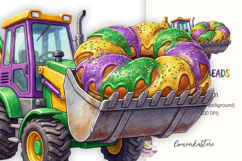 Mardi Gras bulldozer PNG | King Cake Digging Beads Clipart Product Image 2
