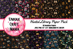 Hunted Library Paper Pack, Digital Paper Pack, Halloween Product Image 1