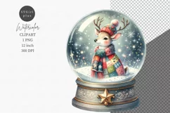 Reindeer clipart, Snow globe clipart, Winter clipart Product Image 1