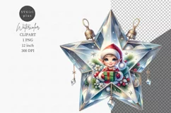 Crystal star clipart, Christmas clipart, Winter clipart Product Image 1