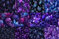 Dark Crystal Paper Pack, Digital Paper Pack, Skulls Product Image 2