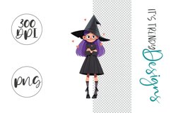 Cute Halloween Witch Illustration - Adorable Character Art Product Image 1