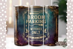 Witch's Broom Parking Halloween Tumbler Design PNG Product Image 1