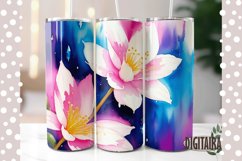 Vibrant Watercolor Flowers Tumbler Design, Bright Floral PNG Product Image 1