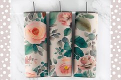 Watercolor Aesthetic Flowers Tumbler Wrap PNG Product Image 1