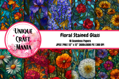 Floral Stained Glass Seamless Pattern Product Image 1