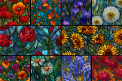 Floral Stained Glass Seamless Pattern Product Image 2