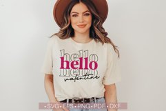 Hello Valentine Svg, Stacked Valentine Shirt Retro Svg Png Product Image 1