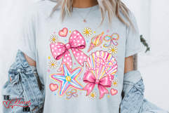 Coquette Summer Beach PNG, Preppy Coastal Seashell Shirt PNG Product Image 4