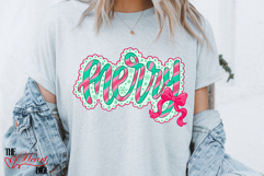 Merry PNG, Peppermint Merry Christmas PNG, Coquette Bow PNG Product Image 3