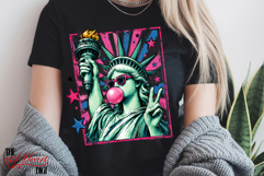 Preppy Statue of Liberty Blowing Bubble Png, Glam USA PNG Product Image 3