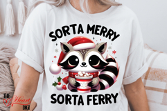 Sorta Merry Sorta Ferry PNG, Cute Christmas Raccoon Product Image 2