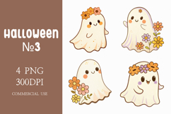 Cute Floral Halloween Ghosts Clipart Product Image 1