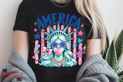 Preppy Statue of Liberty Blowing Bubble PNG, Girly America Product Image 4