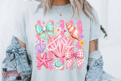 Girly Beach Sublimation Design, Coquette Shells PNG Product Image 3