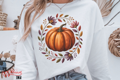 Boho Pumpkin PNG, Boho Floral Fall Sublimation Design Product Image 1