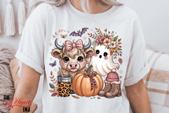 Cute Fall Highland Cow Ghost PNG, Spooky Season PNG Product Image 3