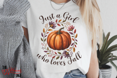 Just a Girl Who Loves Fall PNG, Boho Flower Pumpkin PNG Product Image 2