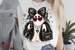 Glam Ghost PNG, Preppy Black Lace Ghost Sublimation Product Image 4