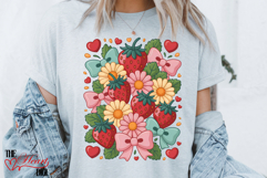 Coquette Strawberries Bows PNG, Coquette Strawberry Girl PNG Product Image 5