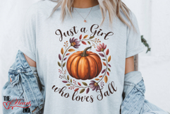 Just a Girl Who Loves Fall PNG, Boho Flower Pumpkin PNG Product Image 3