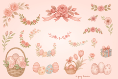 Vintage Watercolor Rabbits Clipart Hand-Painted Illustration Product Image 13