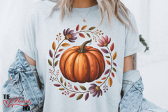 Boho Pumpkin PNG, Boho Floral Fall Sublimation Design Product Image 2