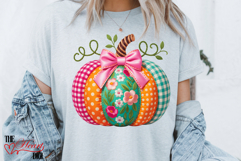 Pink Patchwork Pumpkin PNG, Preppy Pink Pumpkin Png Product Image 3