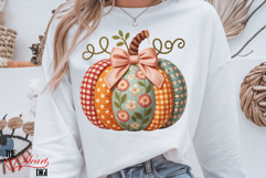 Preppy Patchwork Pumpkin PNG, Preppy Fall Pumpkin Png Product Image 3