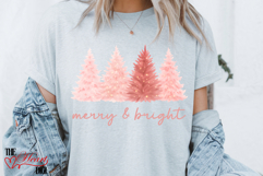 Merry and Bright PNG, Peach Christmas Tree Png, Preppy Xmas Product Image 4