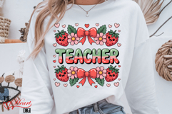 Preppy Teacher Strawberry PNG, Coquette Teacher PNG, Product Image 3