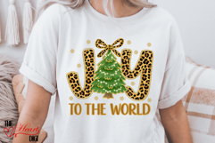 Joy To The World PNG, Leopard Christmas Tree Sublimation Product Image 4